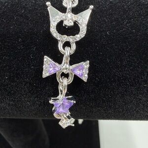 Kuromi Inspired Purple Crystal Charm Bracelet – Adjustable